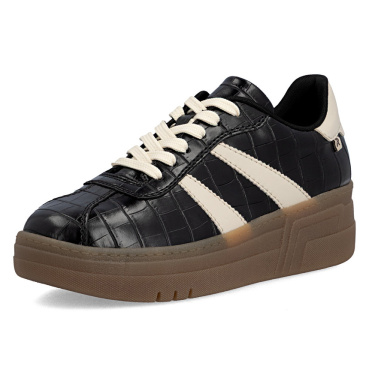 RIEKER M7601-00 czarne damskie sneakersy na platformie 3 cm, nowoczesne i wygodn