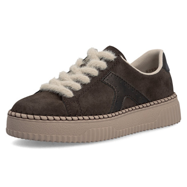 RIEKER N9920-25 brązowe damskie skórzane sneakersy, wygodna podeszwa Anti-Stress