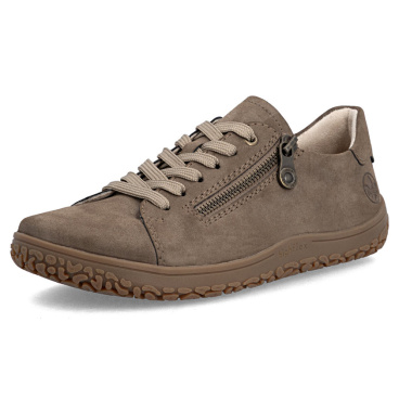 RIEKER 52301-25 brązowe damskie wygodne sneakersy, szeroka podeszwa
