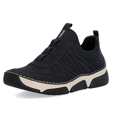RIEKER 45975-00 czarne damskie sneakersy, nowoczesny wygląd, wygodne