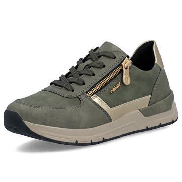 RIEKER 58902-54 zielone damskie sneakersy, wygodna podeszwa Antistress