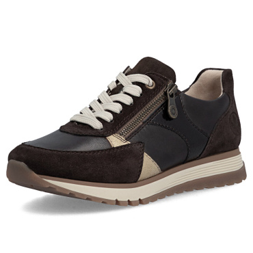 RIEKER 49010-26 brązowe damskie skórzane sneakersy, wygodne i nowoczesne