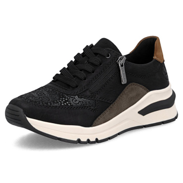 RIEKER M6618-00 czarne damskie sneakersy, nowoczesny wygląd, podeszwa Antistress