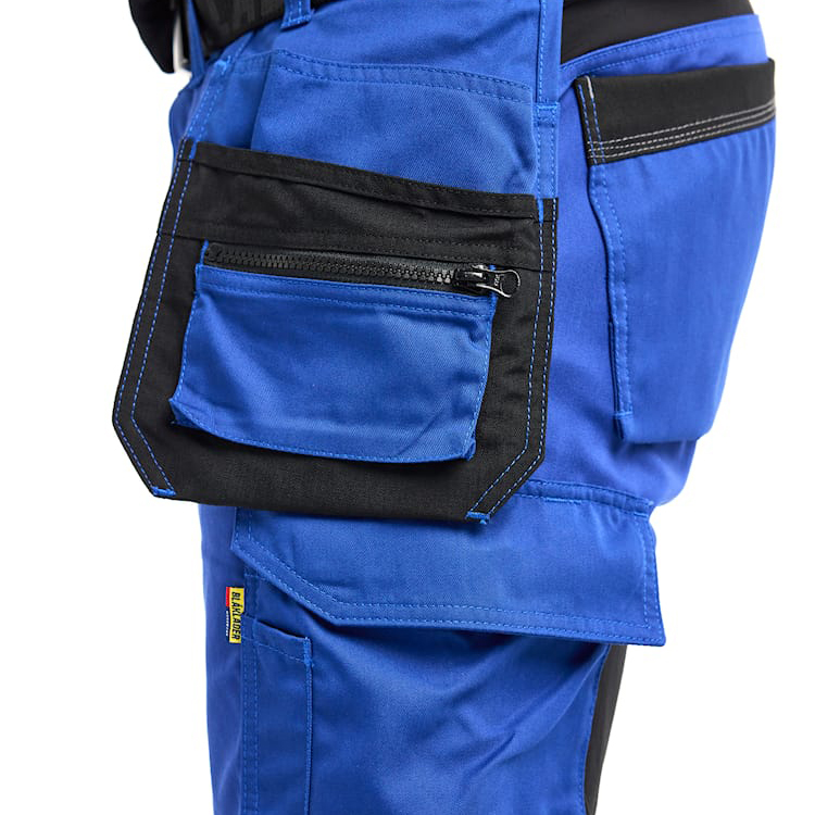 szczegóły BLAKLADER Sweden Craftsman Stretch niebieskie męskie spodnie robocze + kieszenie