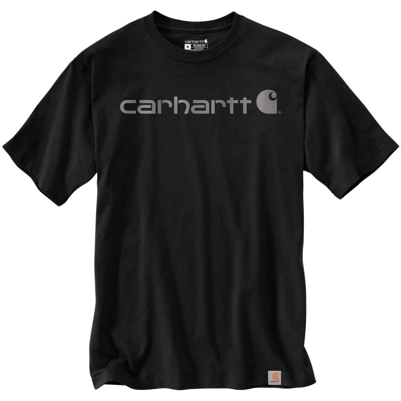 szczegóły CARHARTT Core czarny męski t shirt bawełniany, luźny nowoczesny krój, kultowa ma