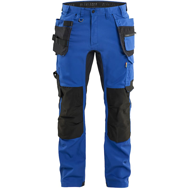 szczegóły BLAKLADER Sweden Craftsman Stretch niebieskie męskie spodnie robocze + kieszenie