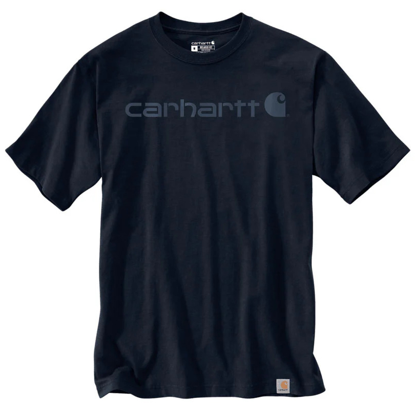 szczegóły CARHARTT Core niebieski męski t shirt bawełniany, luźny nowoczesny krój, kultowa