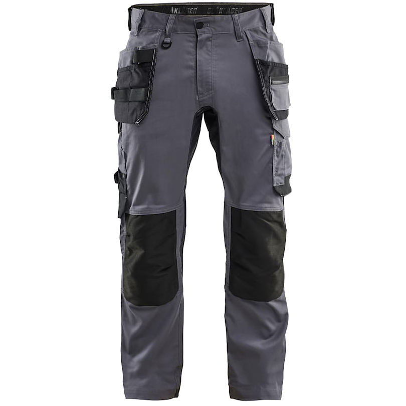 szczegóły BLAKLADER Sweden Craftsman Stretch szare męskie spodnie robocze + kieszenie