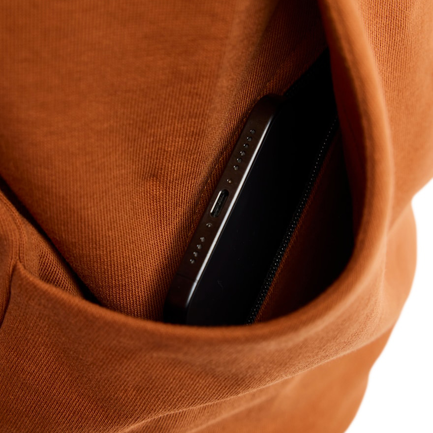 szczegóły BLAKLADER męska bluza z kapturem z logo 3D, rdzawa, 100% bawełna, wygodna i nowo