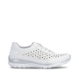 podgląd RIEKER L3217-80 białe damskie skórzane sneakersy, przewiewne, podeszwa Antistres