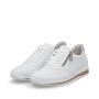 podgląd RIEKER N5127-80 białe damskie nowoczesne skórzane sneakersy, podeszwa Antistress