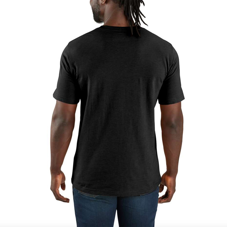szczegóły CARHARTT Pocket czarny męski t shirt bawełniany, luźny nowoczesny krój, kultowa
