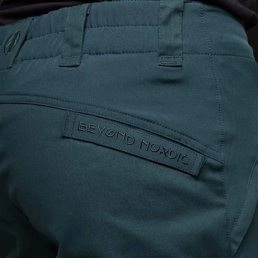 szczegóły Beyond Nordic Sweden lekkie i oddychające niebieskie męskie spodnie outdoor + Re