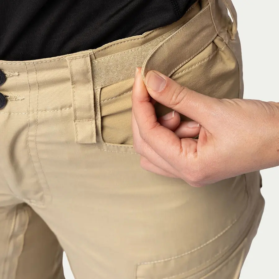 szczegóły Beyond Nordic Sweden damskie beżowe spodnie outdoor stretch wygodne wodoodporne