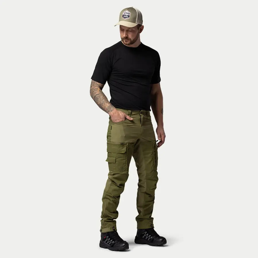 szczegóły Beyond Nordic Sweden męskie zielone spodnie outdoor stretch wygodne wodoodporne