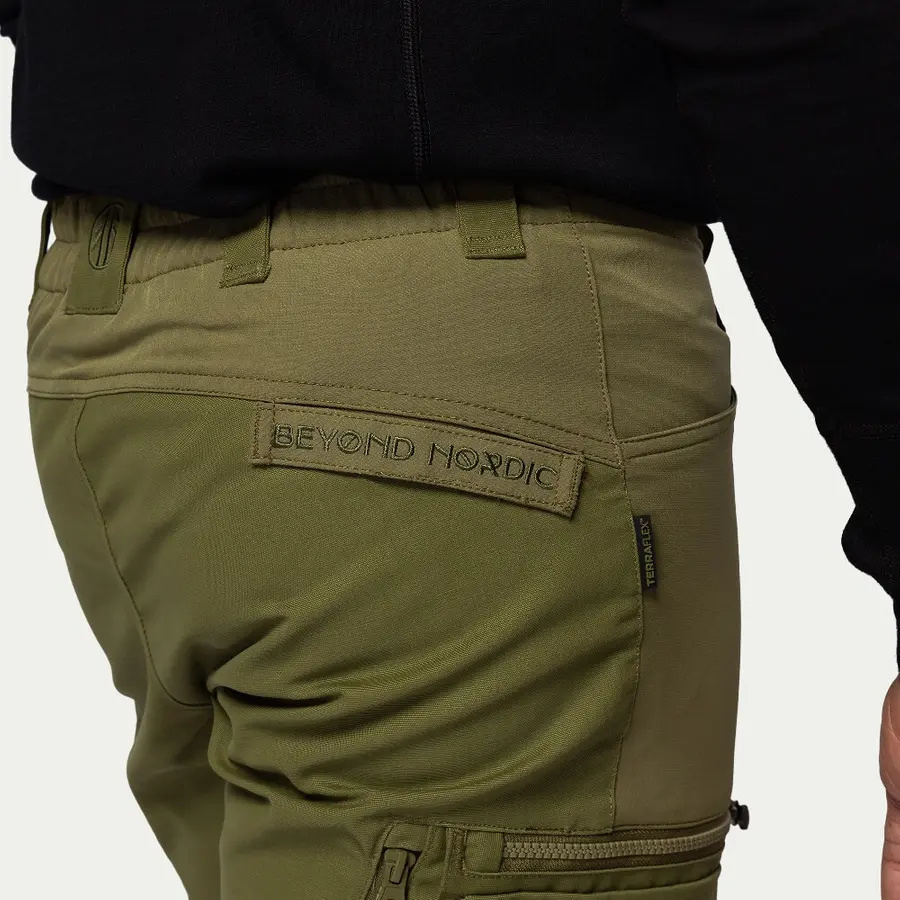 szczegóły Beyond Nordic Sweden męskie zielone spodnie outdoor stretch wygodne wodoodporne