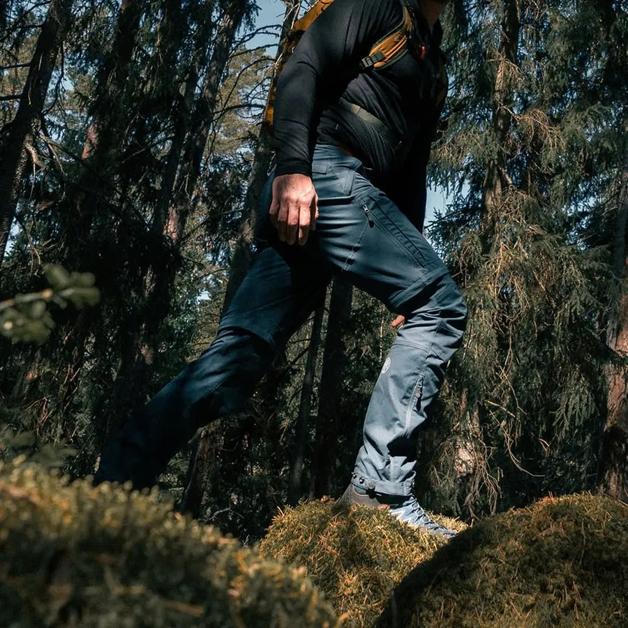 szczegóły Beyond Nordic Sweden męskie niebieskie spodnie outdoorowe 2w1 z odpinanymi nogaw