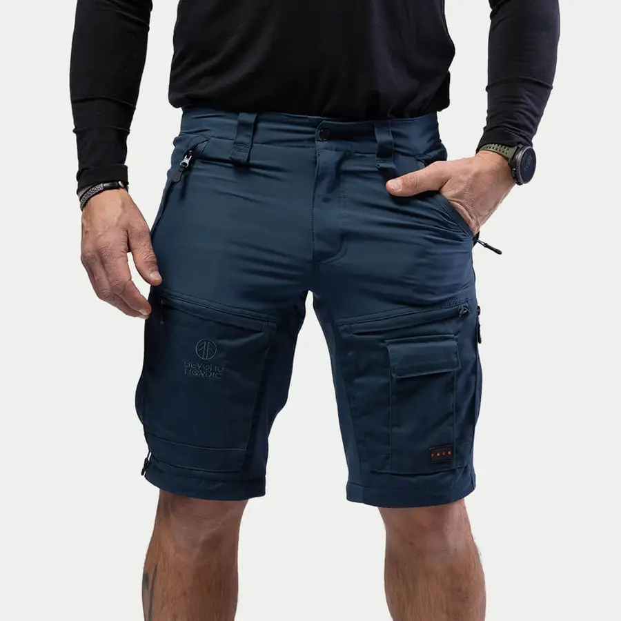 szczegóły Beyond Nordic Sweden męskie niebieskie spodnie outdoorowe 2w1 z odpinanymi nogaw