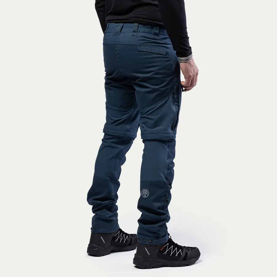szczegóły Beyond Nordic Sweden męskie niebieskie spodnie outdoorowe 2w1 z odpinanymi nogaw