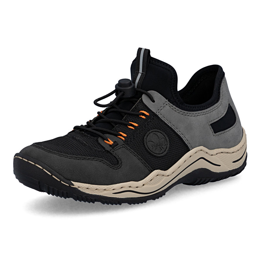szczegóły RIEKER L0593-00 czarne damskie wygodne sneakersy z technologią Antistress