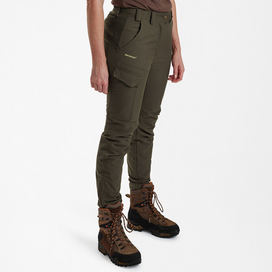 szczegóły Deerhunter Lady Ann Extreme oliwkowe damskie spodnie outdoorowe z membraną