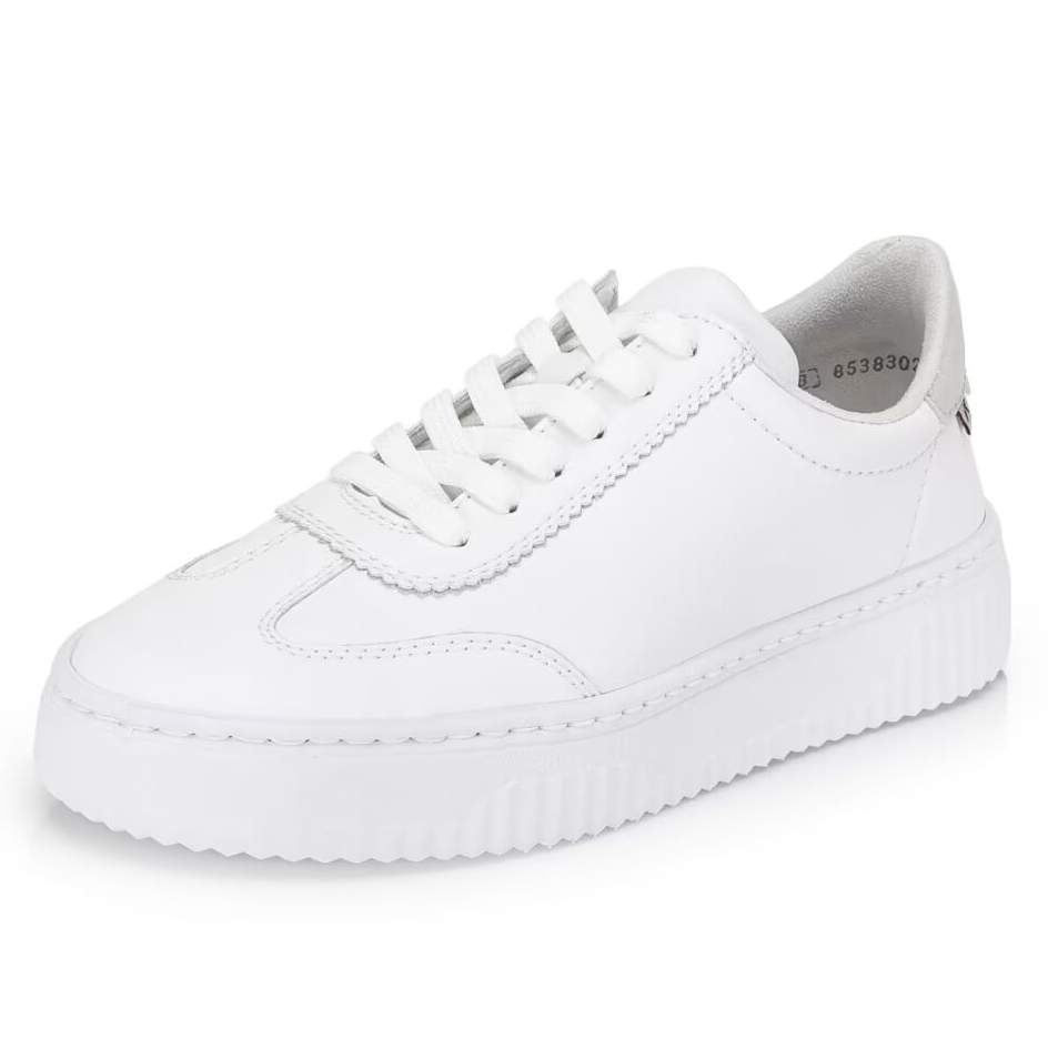 szczegóły RIEKER N9910-80 białe damskie sneakersy ze skóry naturalnej z podeszwą Antistres