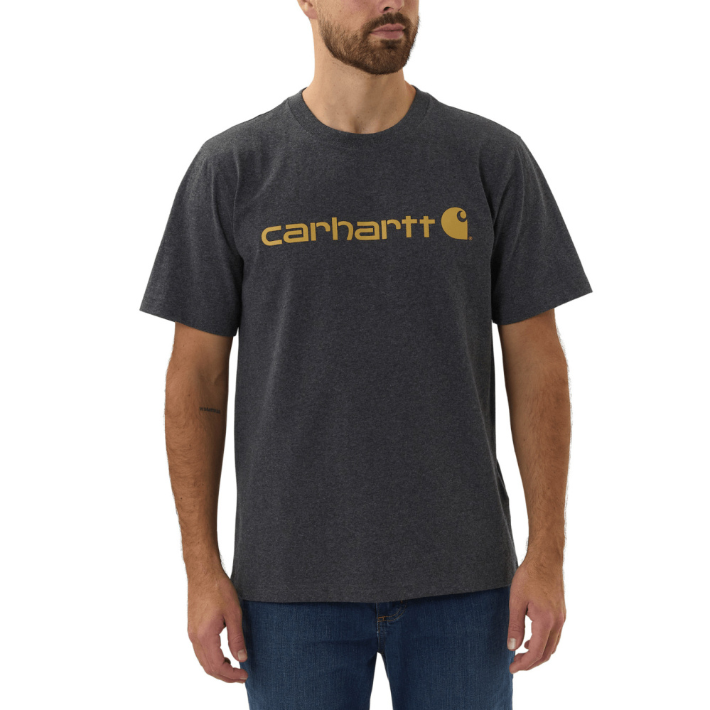 szczegóły CARHARTT Core szary męski t shirt bawełniany, luźny nowoczesny krój, kultowa mar