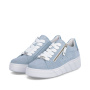 podgląd RIEKER W2605-12 niebieskie damskie nowoczesne skórzane sneakersy do miasta